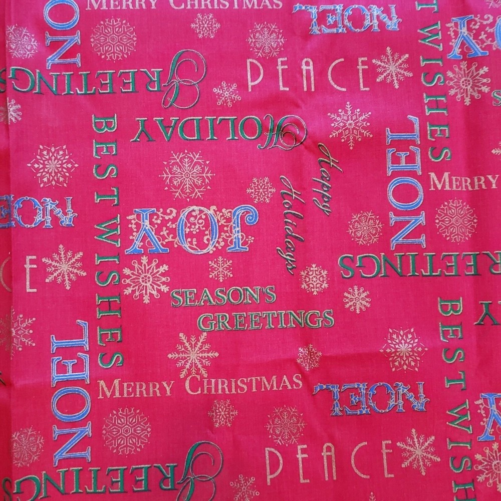 Cranston Print Works Vintage Cotton Fabric Christmas Spell Out 1.75 Yds. Noel